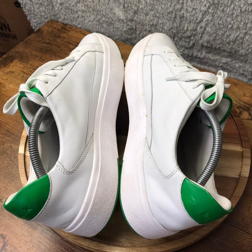 Kizik Vegas Sneakers M 11 W 12.5 White Green Leather Hands-Free Slip On Shoes - Picture 12 of 16